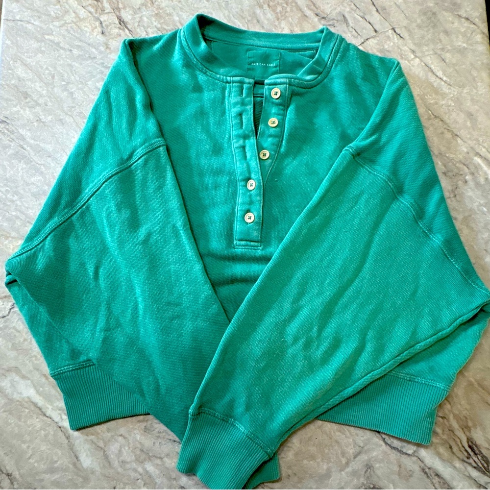 American Eagle Outfitters Green Button-Up Top